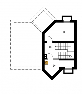 Spiegelverkehrter Entwurf | Grundriss des Untergeschosses - HARMONIA 38